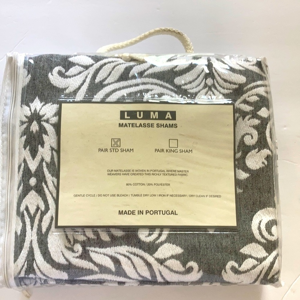 Luma matelasse shams Pair std cotton blend sham . NiB